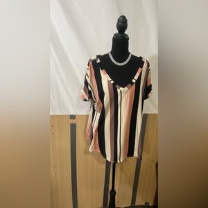 Elegant Striped V-Neck Blouse
